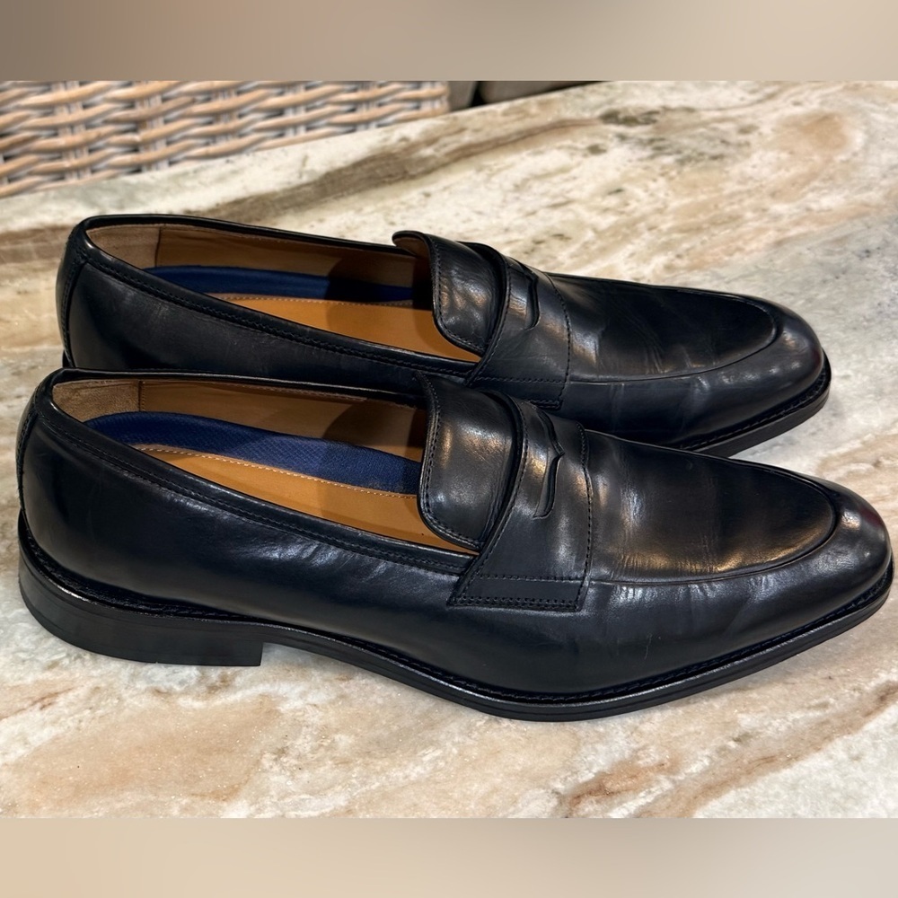 Men’s JOHNSTON & MURPHY Meade Penny black leather loafers- Size 10 - Picture 7 of 9